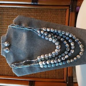 Chico's Fabric Beads Necklace and Earrings set